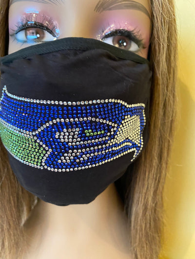 Seattle Seahawks Bling Face Mask Front Logo