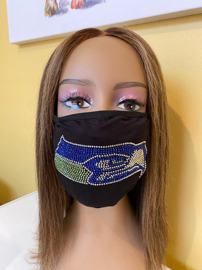 Seattle Seahawks Bling Face Mask Front Logo
