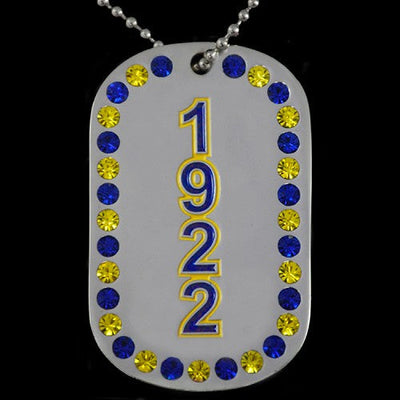Sigma Gamma Rho Bling Rhinestone Double Side Dog Tag Necklace