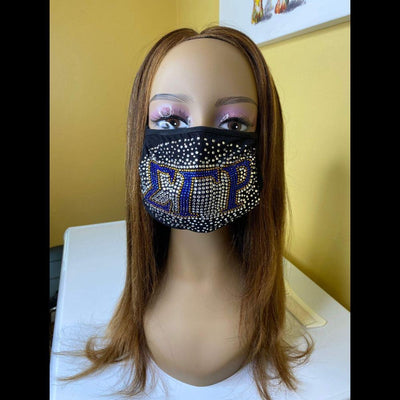 Sigma Gamma Rho Face Mask Sprinkled Bling Design