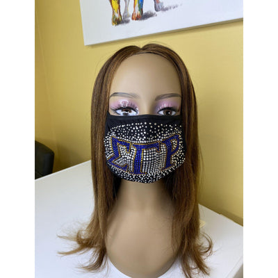 Sigma Gamma Rho Face Mask Sprinkled Bling Design