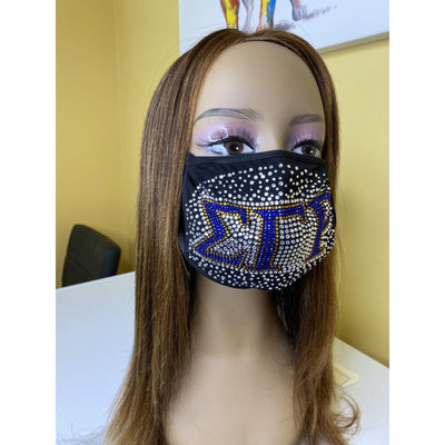 Sigma Gamma Rho Face Mask Sprinkled Bling Design