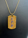 Sigma Gamma Rho Full Rhinestone Dog Tag Necklace Gold