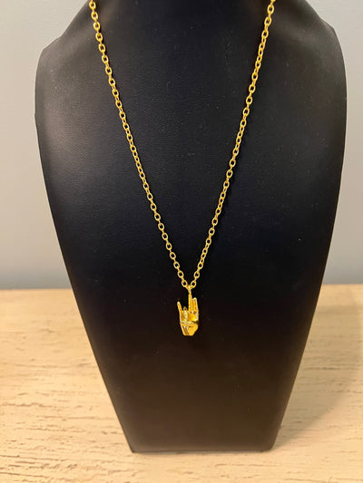 Sigma Gamma Rho SGR Hand Sign Necklace Gold