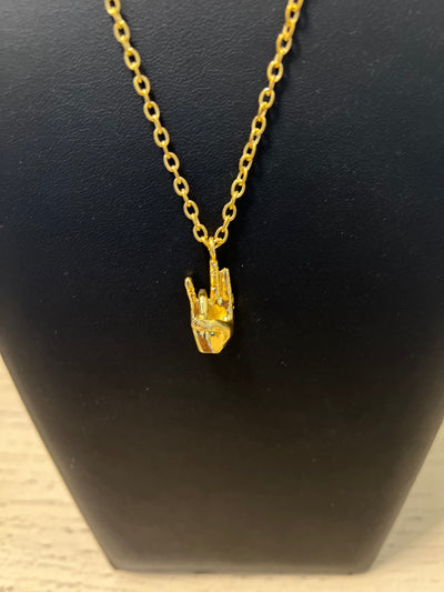 Sigma Gamma Rho SGR Hand Sign Necklace Gold