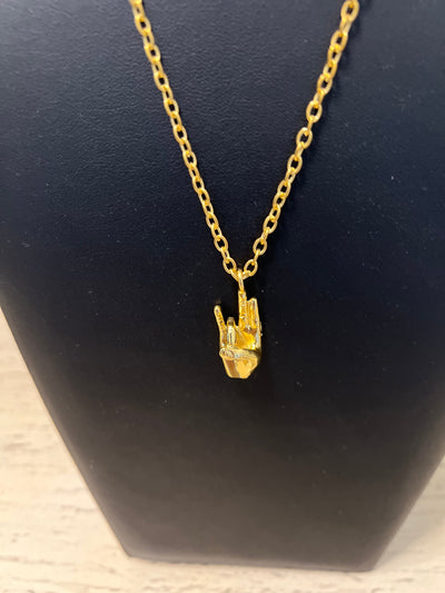 Sigma Gamma Rho SGR Hand Sign Necklace Gold