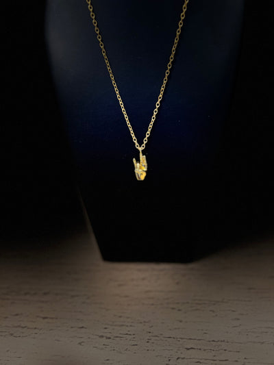 Sigma Gamma Rho SGR Hand Sign Necklace Gold