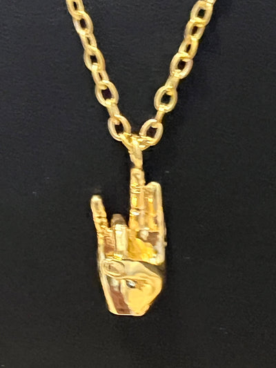 Sigma Gamma Rho SGR Hand Sign Necklace Gold