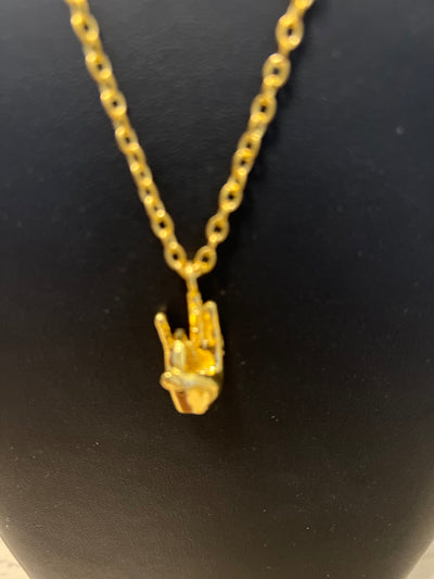 Sigma Gamma Rho SGR Hand Sign Necklace Gold