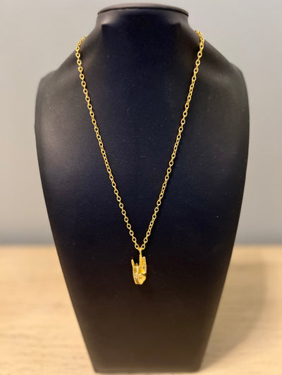 Sigma Gamma Rho SGR Hand Sign Necklace Gold