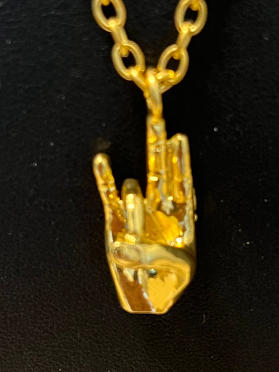 Sigma Gamma Rho SGR Hand Sign Necklace Gold