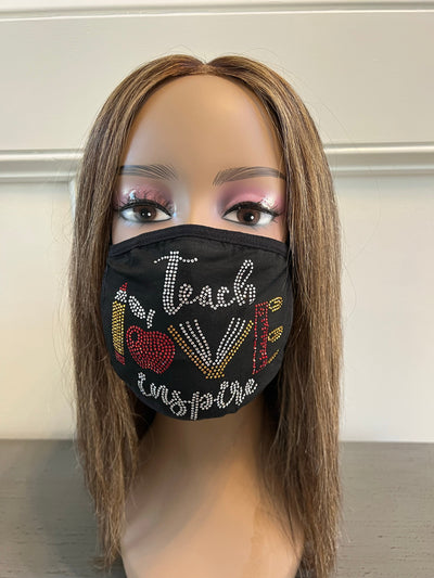 Teacher Inspire Rhinestone Bling Face Mask