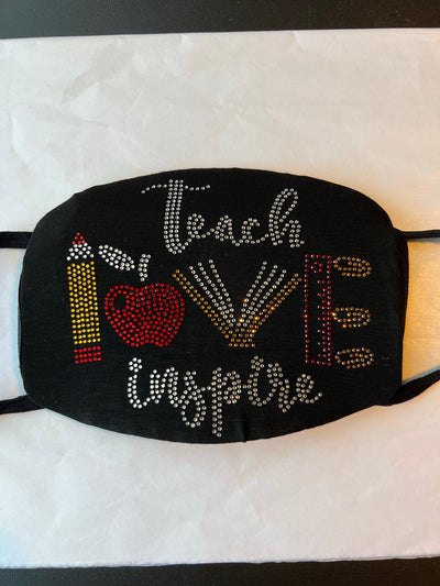 Teacher Inspire Rhinestone Bling Face Mask