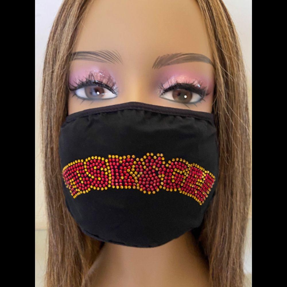 Tuskegee University Bling Face Mask with Filter Pocket and Filter