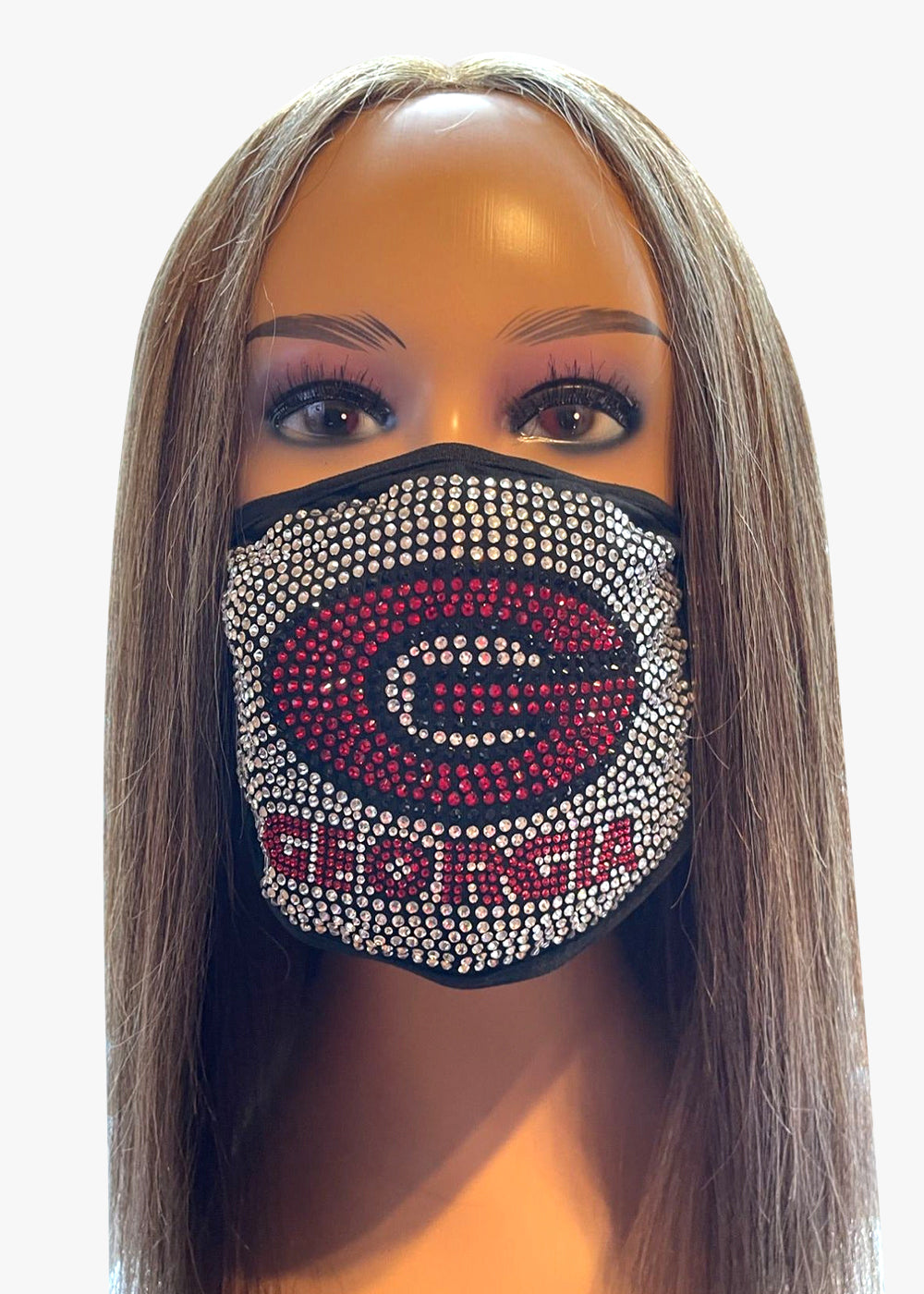 University of Georgia Bulldogs Bling Rhinestone Face Mask Washable Reusable G Logo