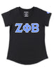 Zeta Phi Beta Glitter V Neck Tee Black