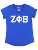 Zeta Phi Beta Glitter V Neck Tee Blue