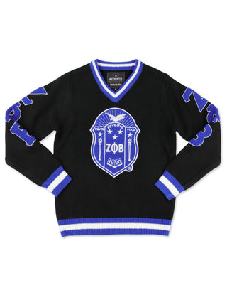 Zeta Phi Beta V-Neck Sweater Black