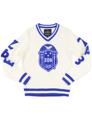 Zeta Phi Beta V-Neck Sweater Ivory