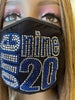 Zeta Phi Beta 1920 Rhinestone Bling Face Mask Blue