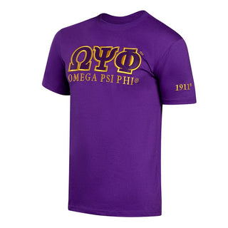 Omega Psi Phi Luxury Embroidered Tee Shirt Purple
