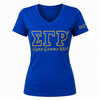 Sigma Gamma Rho ΣΓΡ Luxury Embroidered T-Shirt With 1922 Sleeve Blue