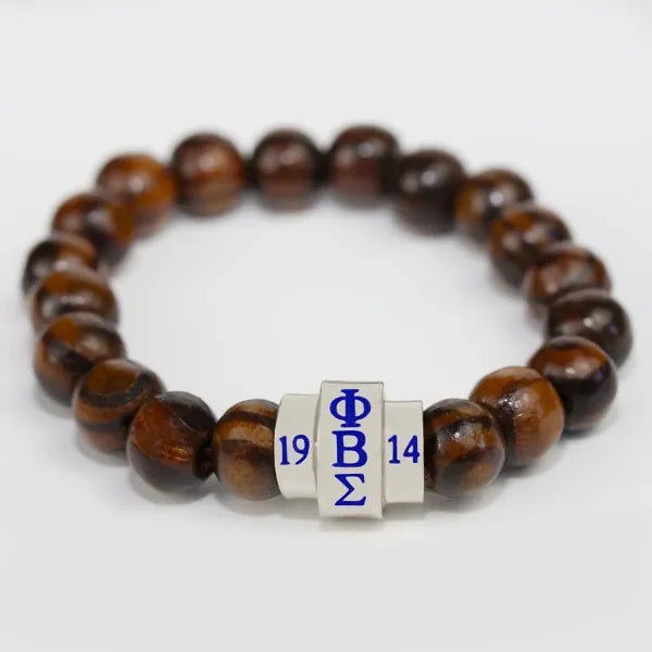 Phi Beta Sigma Natural Wooden Bead Bracelet