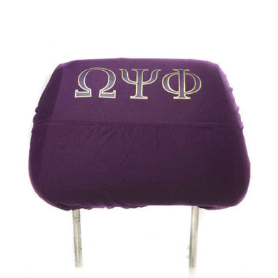 Omega Psi Phi ΩΨΦ Shield With Greek Letters Car Seat Headrest Cover Purple Set of 2