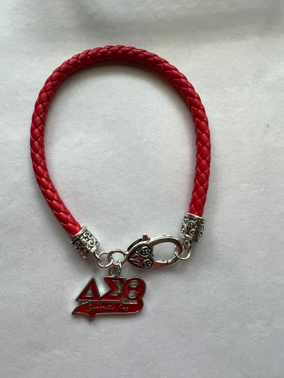 Delta Sigma Theta ΔΣΘ  Leather Charm Bracelet