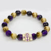 Omega Psi Phi Natural Stone Beaded Bracelet Purple and Gold