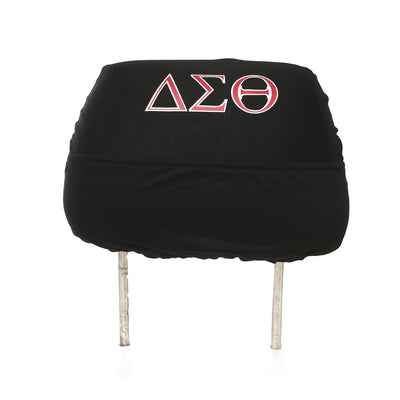Delta Sigma Theta ΔΣΘ Shield With Greek Letters Car Seat Headrest Cover Set of 2 Black