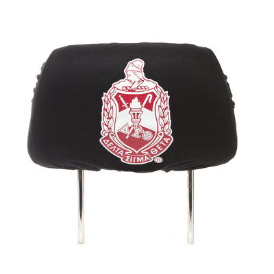 Delta Sigma Theta ΔΣΘ Shield With Greek Letters Car Seat Headrest Cover Set of 2 Black