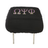 Set of 2 Omega Psi Phi ΩΨΦ Shield With Greek Letters Car Seat Headrest Cover Black Set of 2