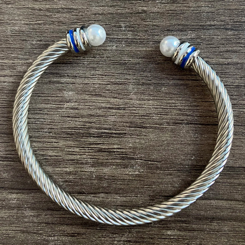 Zeta Phi Beta Stainless Steel Cable Cuff Bracelet