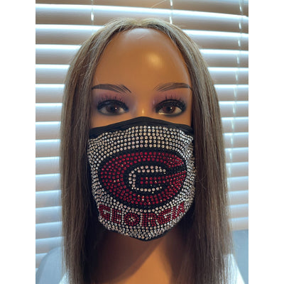 University of Georgia Bulldogs Bling Rhinestone Face Mask Washable Reusable G Logo