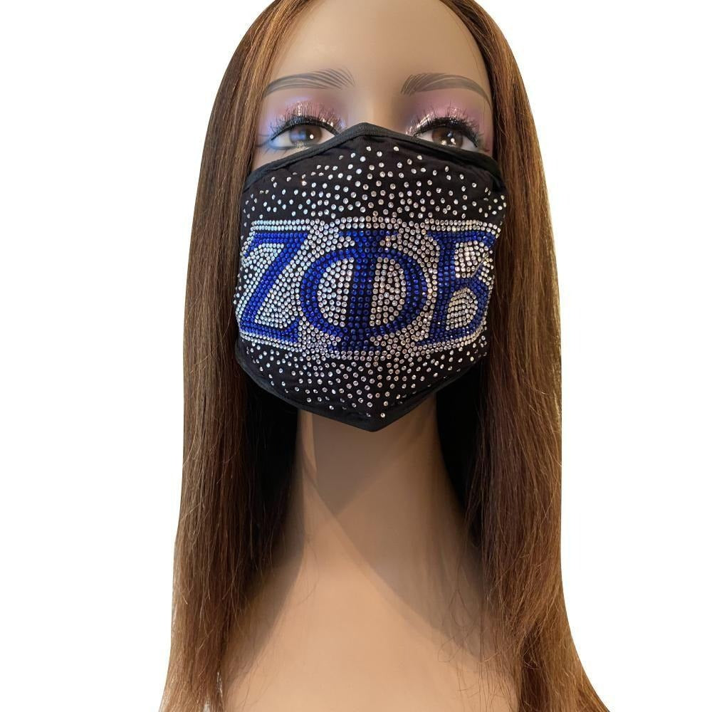 Zeta Phi Beta Black Face Mask - Sprinkle Bling Face Mask - D9 Greeks