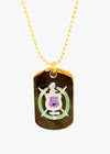 Omega Psi Phi Double Side Dog Tag Necklace Gold