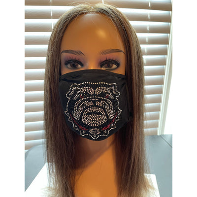University of Georgia Bulldogs Bling Rhinestone Face Mask Washable Reusable Bulldog