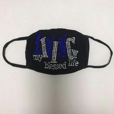 Rhinestone Face Mask - Living My Blessed Life Face Mask - D9 Greeks