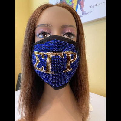 Sigma Gamma Rho Face Mask - ETP Rhinestone Bling Mask - D9 Greeks