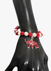 Delta Sigma Theta Beaded Bling Elastic Elephant Charm Bracelet