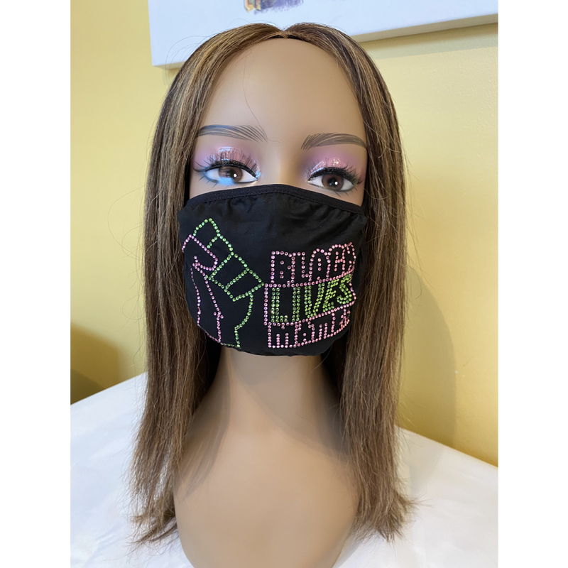 Black Lives Matter Mask Pink and Green