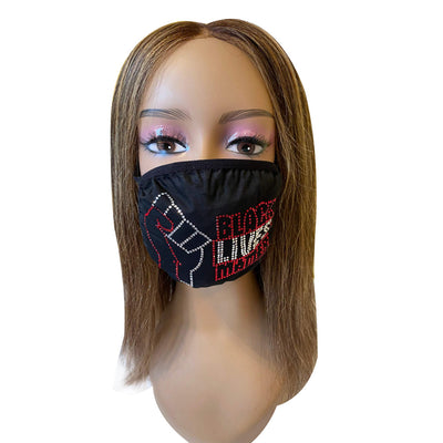 Black Lives Matter Red Rhinestone Bling Face Mask