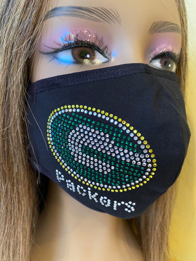 Green Bay Packers Side Logo Bling Face Mask | Simply For Us