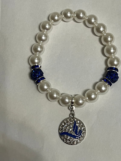 Zeta Phi Beta Dove Charm Bracelet - Pearl Beaded Bracelet - D9 Greeks