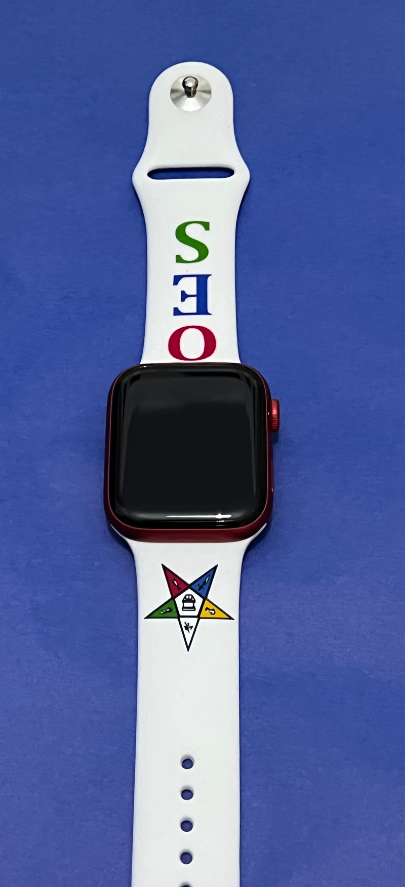 OES Eastern Star Silicone Watch Band for Apple Watch Size 38/40/41 White