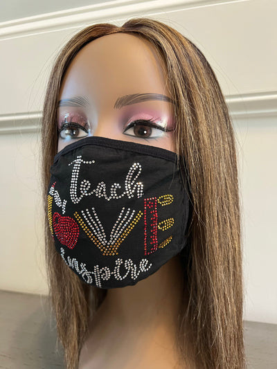 Teacher Inspire Rhinestone Bling Face Mask