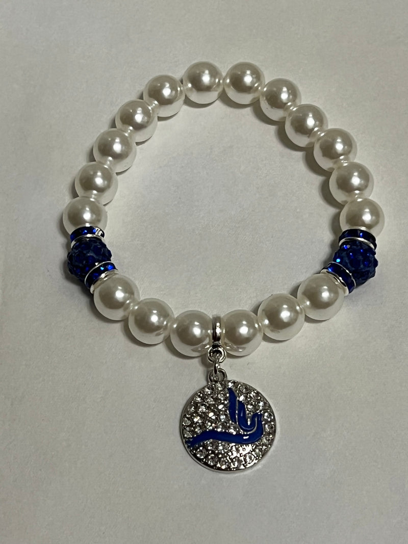 Zeta Phi Beta Bling Beaded Dove Pearl Bracelet