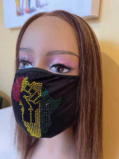 Africa Bling Mask | Rhinestone Face Mask | Simply For Us