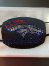 Denver Broncos Bling Rhinestone Face Mask Front Logo Blue Letters
